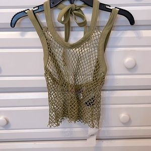 (BRAND NEW) URBAN OUTFITTERS STRETCH FISH-NET COVER-UP TOP